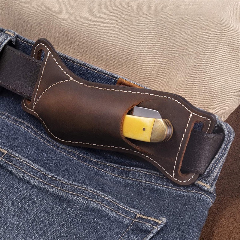 Edc Carry Belt Pouch - Outdoor Waist-Mounted Genuine Leather EDC Knife