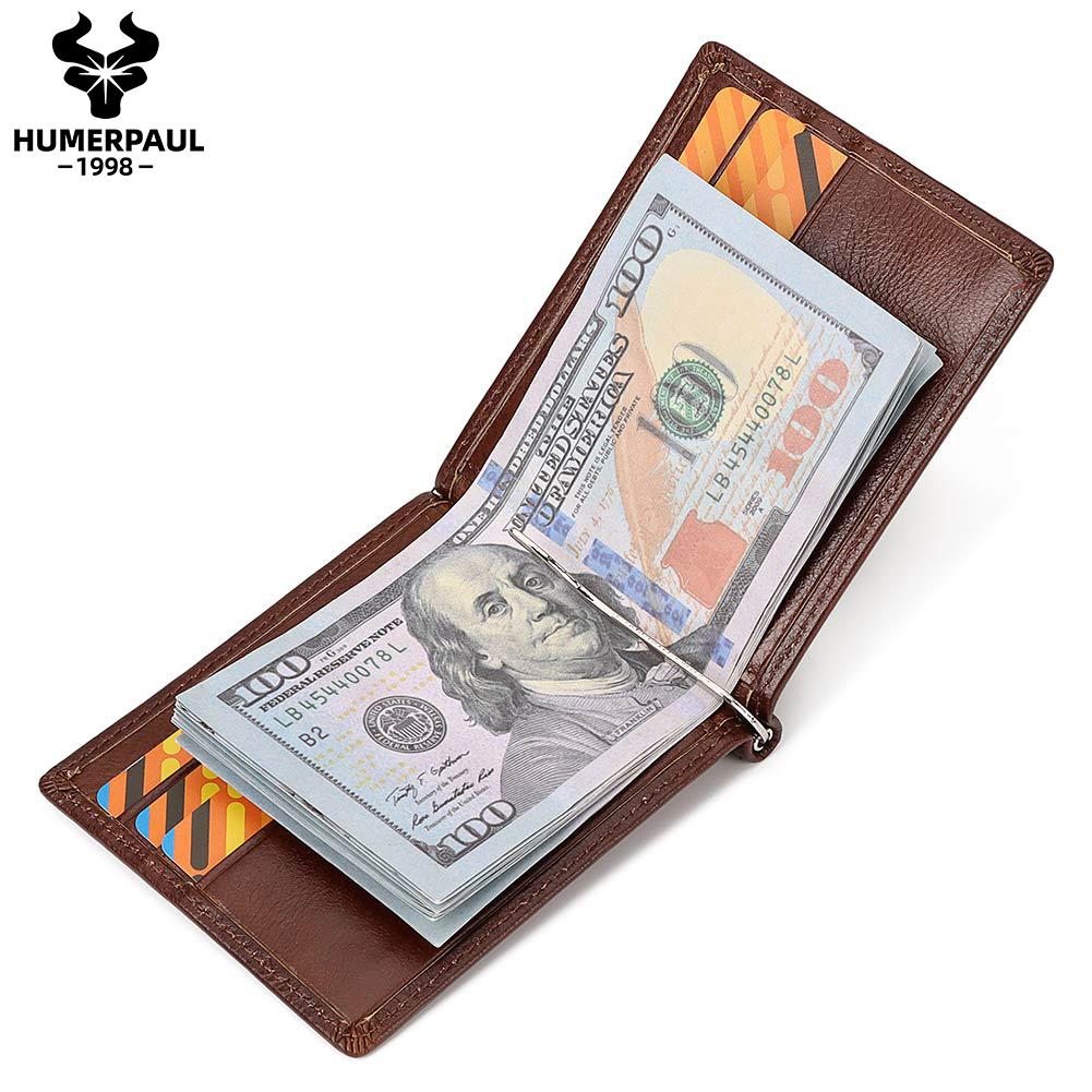 Genuine Leather Mens Slim Wall - đánh giá và giá Money Clip Magnetic