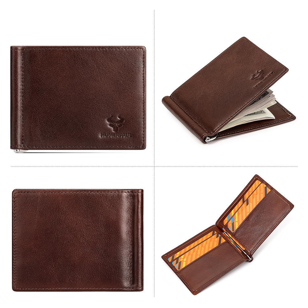 Genuine Leather Mens Slim Wall - đánh giá và giá Money Clip Magnetic